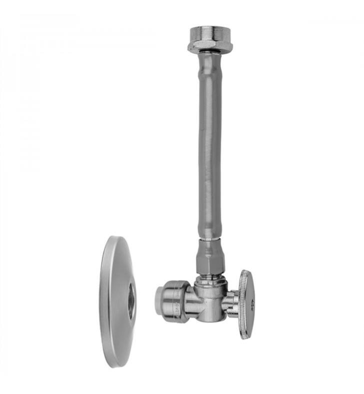 Jaclo 638PF-157MN-GREY-PCH Quarter Turn Angle Pattern 1/2x22 Push Fit x 3/8x22 O.D. Toilet Supply Kit - Polished Chrome