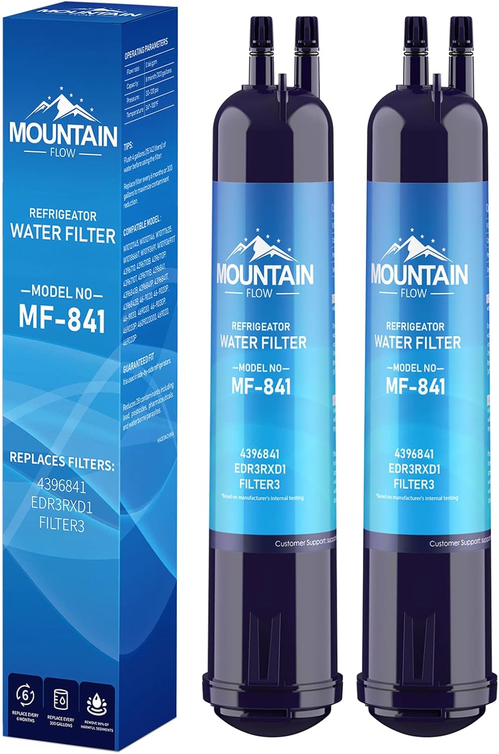 EDR3RXD1 4396841 Water Ｆilter Cap Compatible 4396710, Ｆilter 3,P2RFWG2,46-9083 Water Ｆilter- (2Pack)