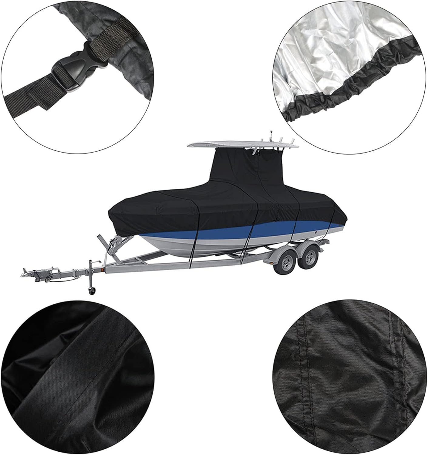 WFLNHB 420D Heavy Duty Center Console T-Top Roof Boat Cover Replacement for StormPro Center Console Style Boats with T-Top Roofs