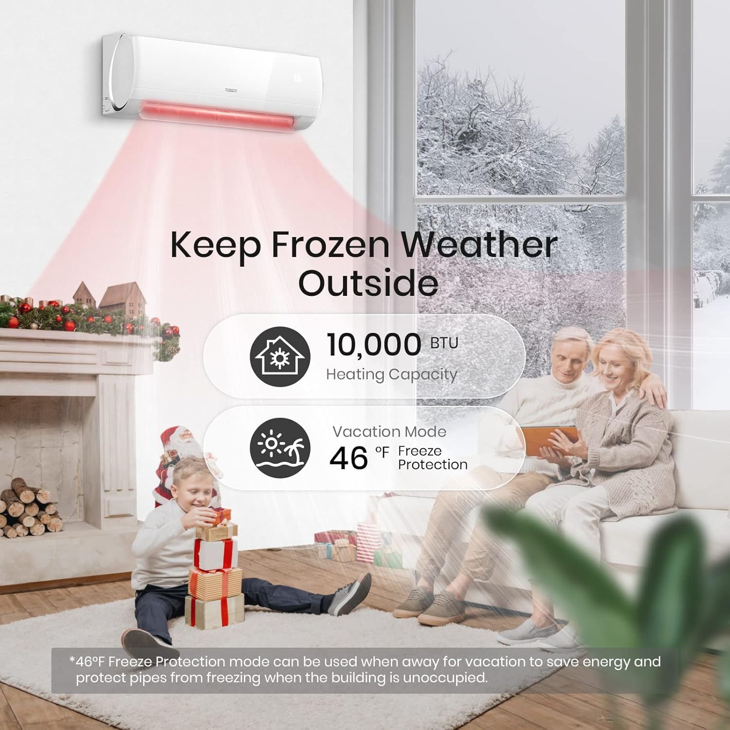 TOSOT 9,000 BTU Ductless Mini-Split Air Conditioner, Inverter Split AC System with Heat Pump, Full Set with 16.5 Ft. Pre-Charged Installation Kit - 21 SEER 115V