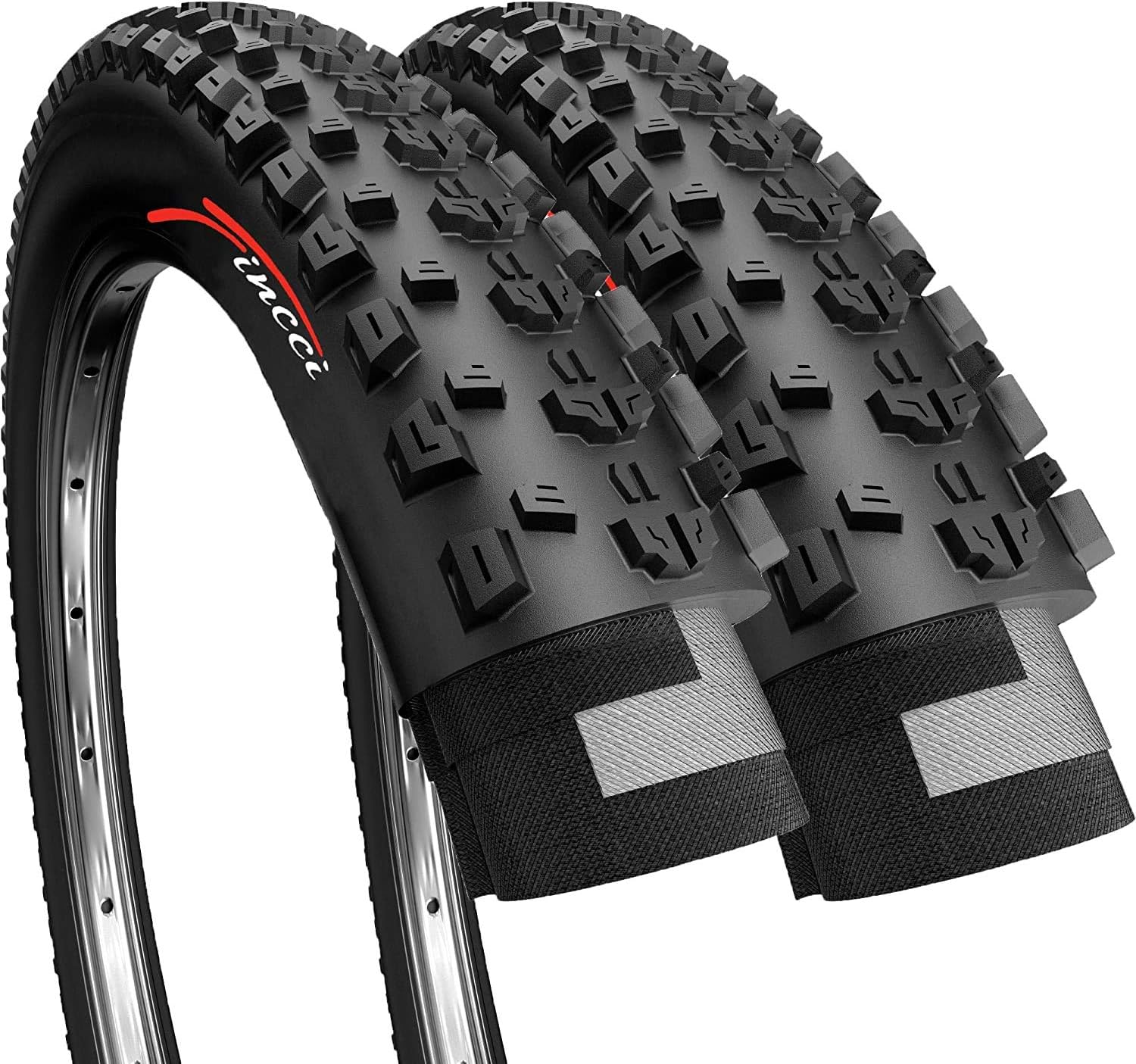 Fincci Pair 26 x 1.95 Inch 53-559 Foldable 60 TPI All Mountain Enduro Tires for MTB Hybrid Bike Bicycle - Pack of 2