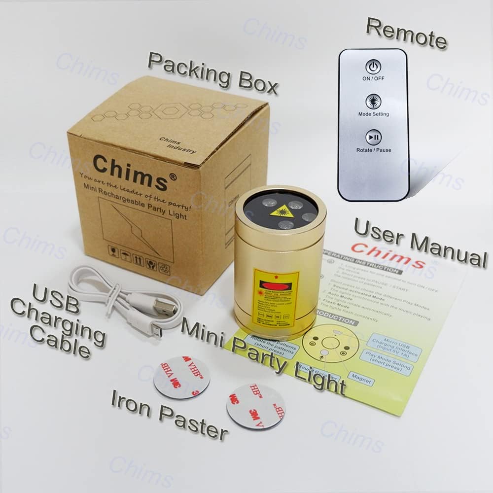 Chims DJ Lights, Remote Control Mini Party Lights RGB Aurora Lighting Projector Party Light Show Portable Music Activated Lights for Christmas Halloween Xmas Party Stage DJ Dance Garden Holiday