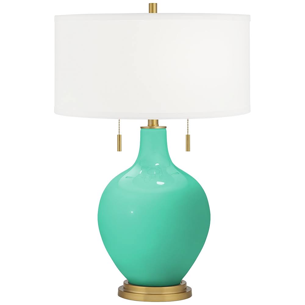 Turquoise Toby Brass Accents Table Lamp - Style #95R20