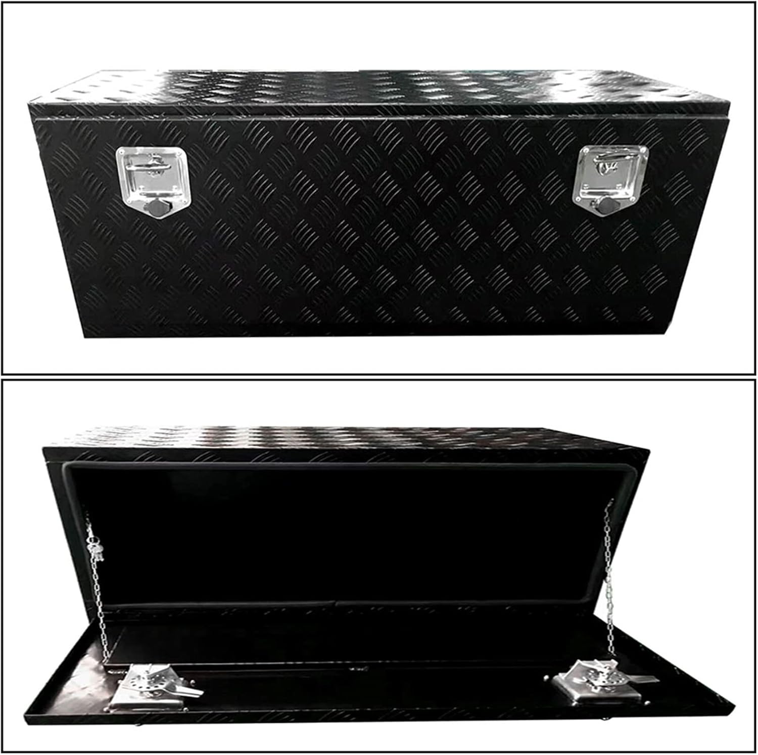 labwork 48 Aluminum Diamond Plate Tool Box Pickup Truck Underbody Trailer Under Bed Storage w/Lock Black