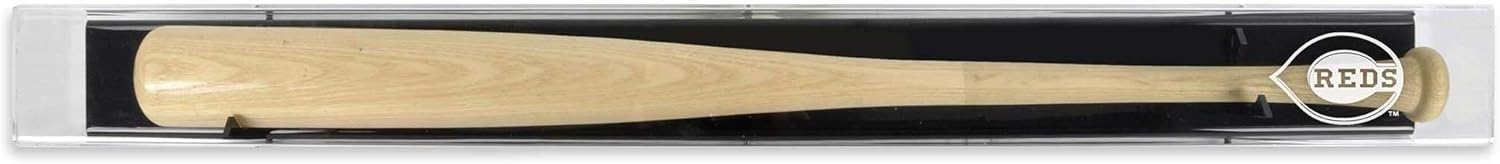 Cincinnati Reds Backwards Baseball Bat Logo Display Case - Baseball Bat Free Standing Display Cases