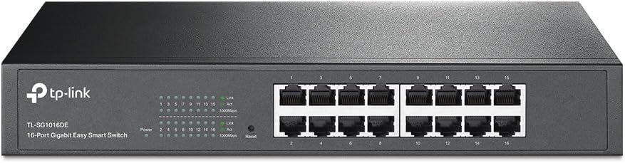 TP-Link 16 Port Gigabit Switch | Easy Smart Managed | Plug & Play | Lifetime Protection | Desktop/Rackmount | Sturdy Metal w/ Shielded Ports | Support QoS, Vlan, IGMP & Link Aggregation (TL-SG1016DE) Pack of 2