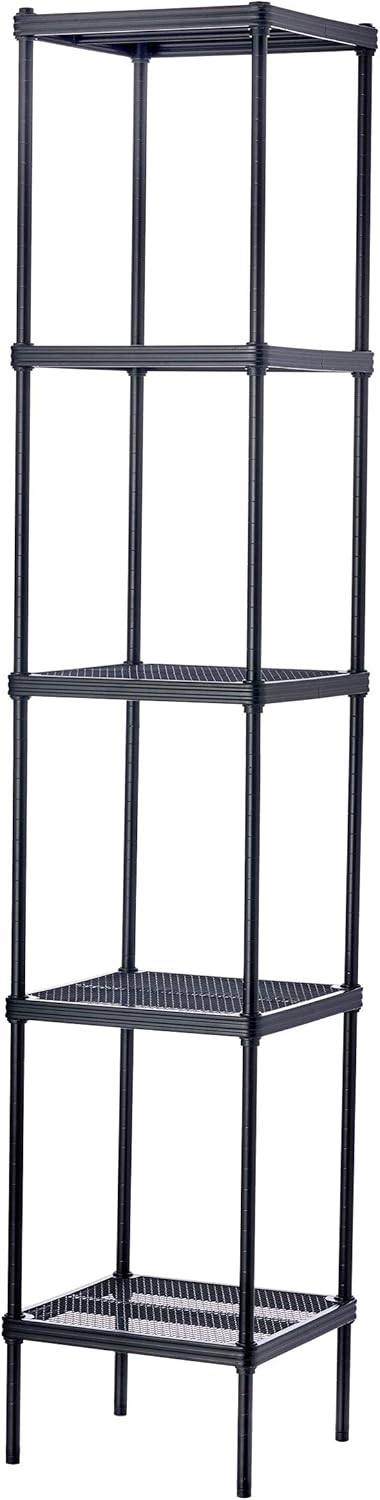 Design Ideas MeshWorks Steel Storage Shelving Unit – Tower, Black 13.8” x 13.8” x 70.9”