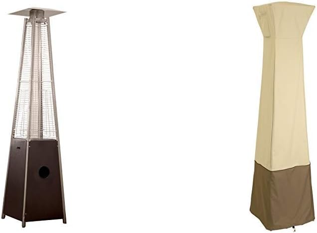 AZ Patio Heaters Patio Heater, Quartz Glass Tube in Hammered Bronze + Classic Accessories Veranda Cover