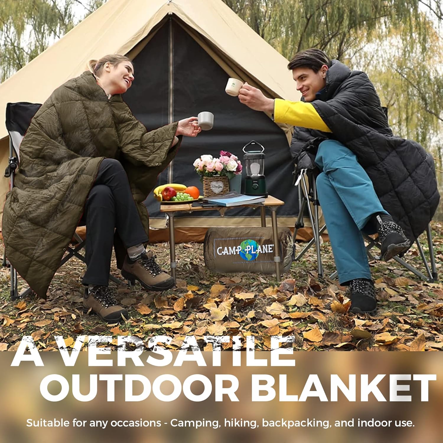 Puffy Blanket -Down Alternative Camping Blanket -Backpacking Quilt for1 Person -Packable Lightweight Warm Puffer Blanket for Cold Weather Hiking -Waterproof Travel Gear -Throw Blankets for Camp Grey