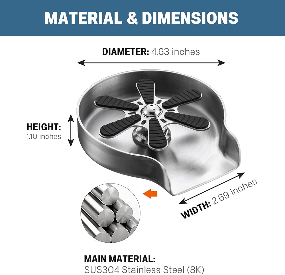 Grandiance Metal Glass Rinser for Kitchen Sink, Bottle Washer, Cup Cleaner, Faucet Glass Rinser, Kitchen Sink Accessories, Bar Accessories, Brushed Stainless