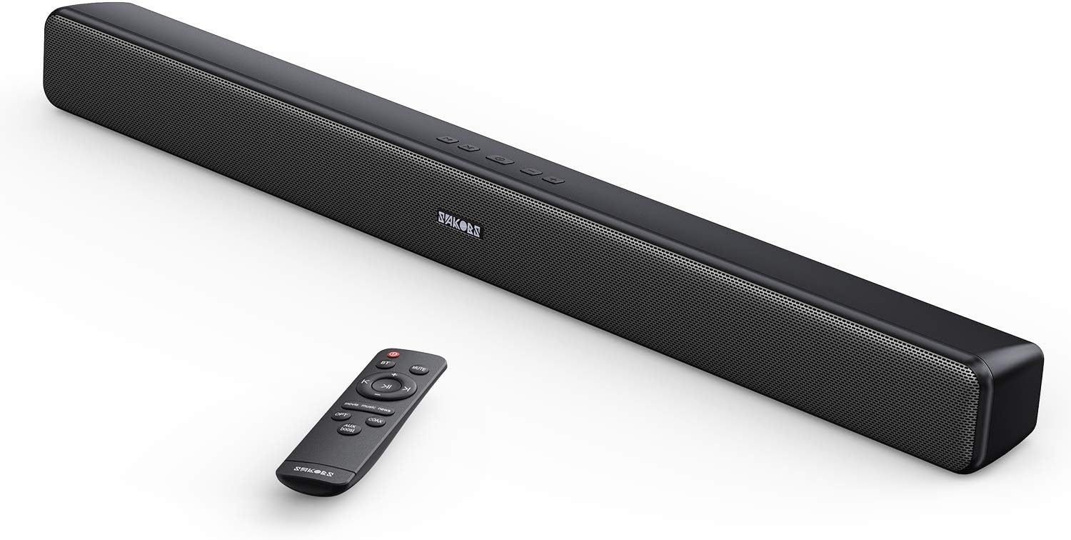 Sound Bars for TV, SAKOBS 29 Inch Soundbar, 60W 80 dB Stereo Home Audio Surround Sound System, Wired & Wireless TV Speakers, 3 Equalizer Modes, Bluetooth/Optical/Aux, Remote Control Pack of 2