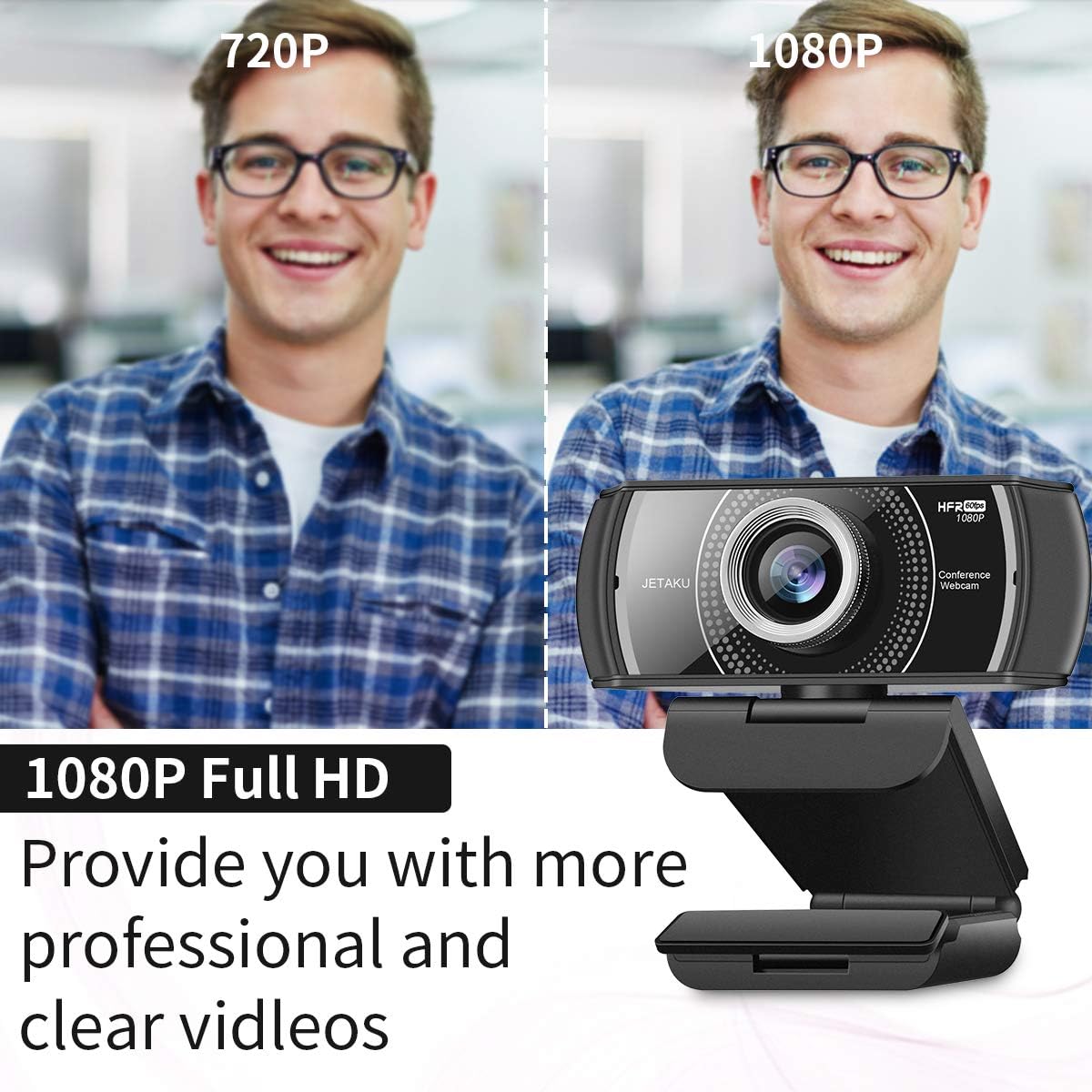 60Fps 120 Degree Wide Angle Webcam-1080P USB Computer Web Camera with Microphone,Full HD Webcam for Gaming Streaming Conferencing (Black)