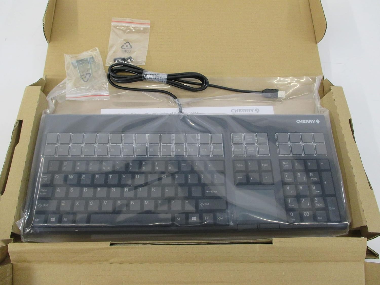 Cherry Electronics G86-71401EUADAA LPOS Keyboard with Touchpad, USB Interface, Qwerty US Key Layout, 17.4