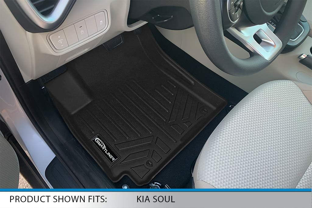 SMARTLINER Custom Fit Floor Mats 2 Row Liner Set Black Compatible with 2020-2023 Kia Soul