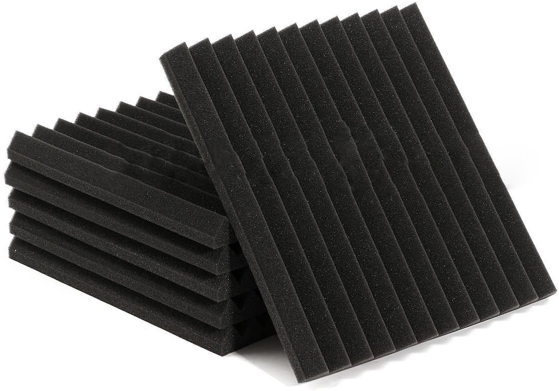 48 Pack BLACK RED Acoustic Foam Panel Wedge Studio Soundproofing Wall Tiles 12