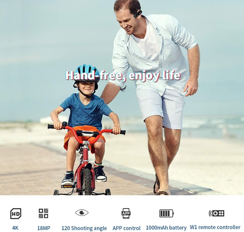 Ordro EP6 Vlog Camera 4K Camcorder Hands Free Lightweight Mini Wearable Video Camera Full HD 1080P 60FPS WI-Fi APP Connection Recorder with Remote Control Carrying Case 32G Micro SD Card- Black