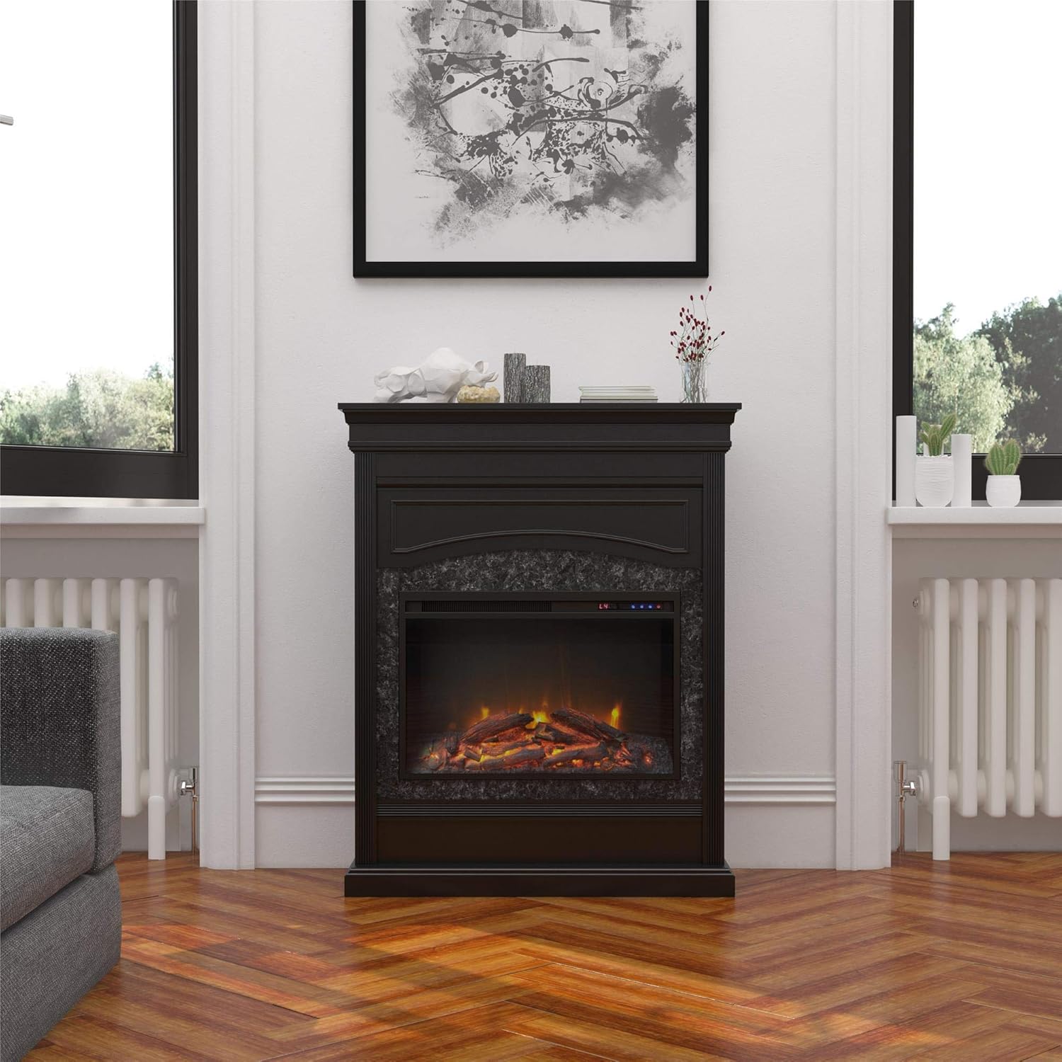 Ameriwood Home Lamont Electric, Black Fireplace