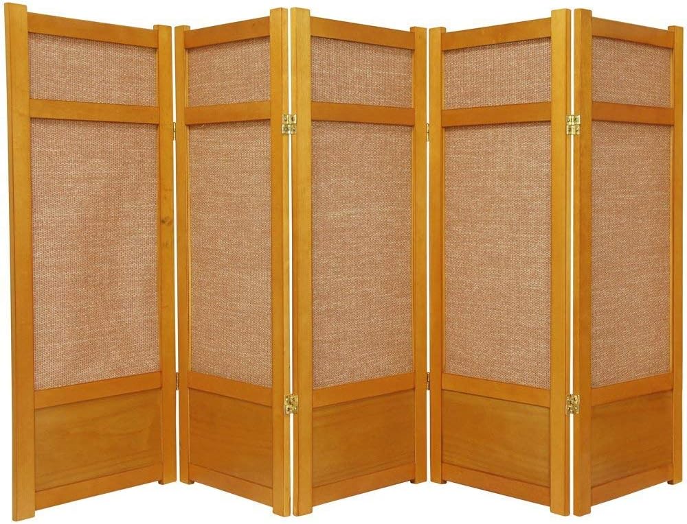 Oriental Furniture 4 ft. Tall Low Jute Shoji Screen - 6 Panel - Black