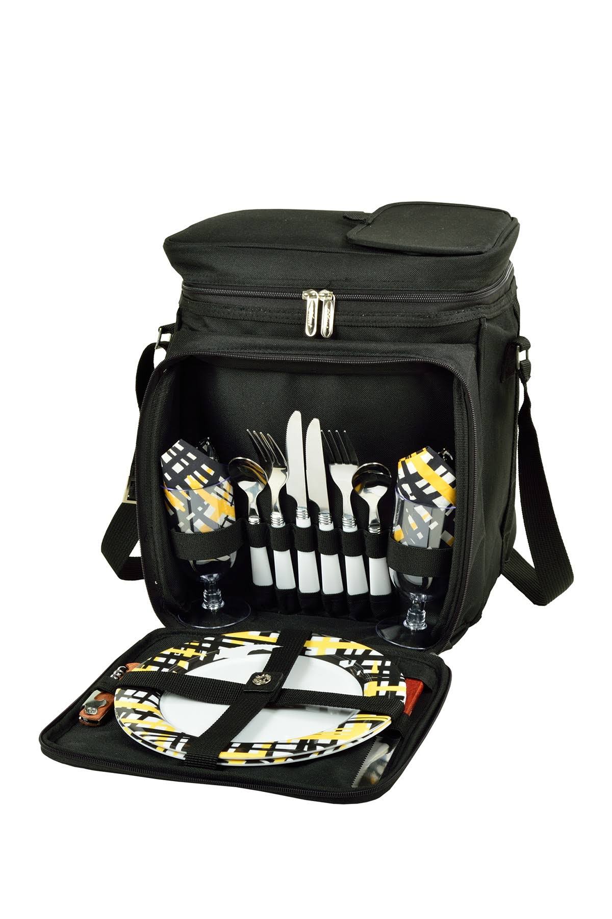 Picnic at Ascot 2 Person Picnic Basket with Cooler, Black