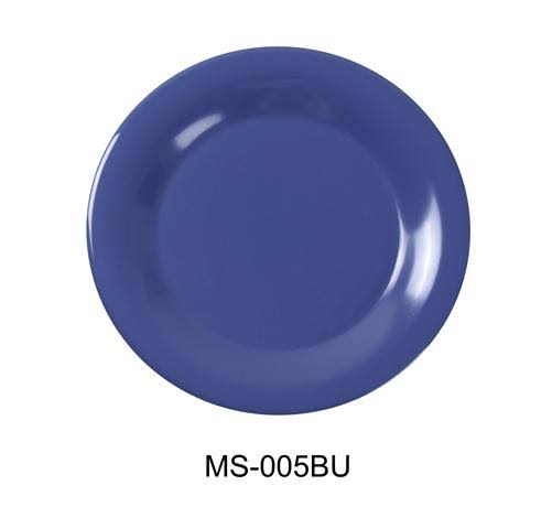 Yanco MS-005BU Mile Stone Wide Rim Round Plate, 5.5x22 Diameter, Melamine, Bule Color, Pack of 48