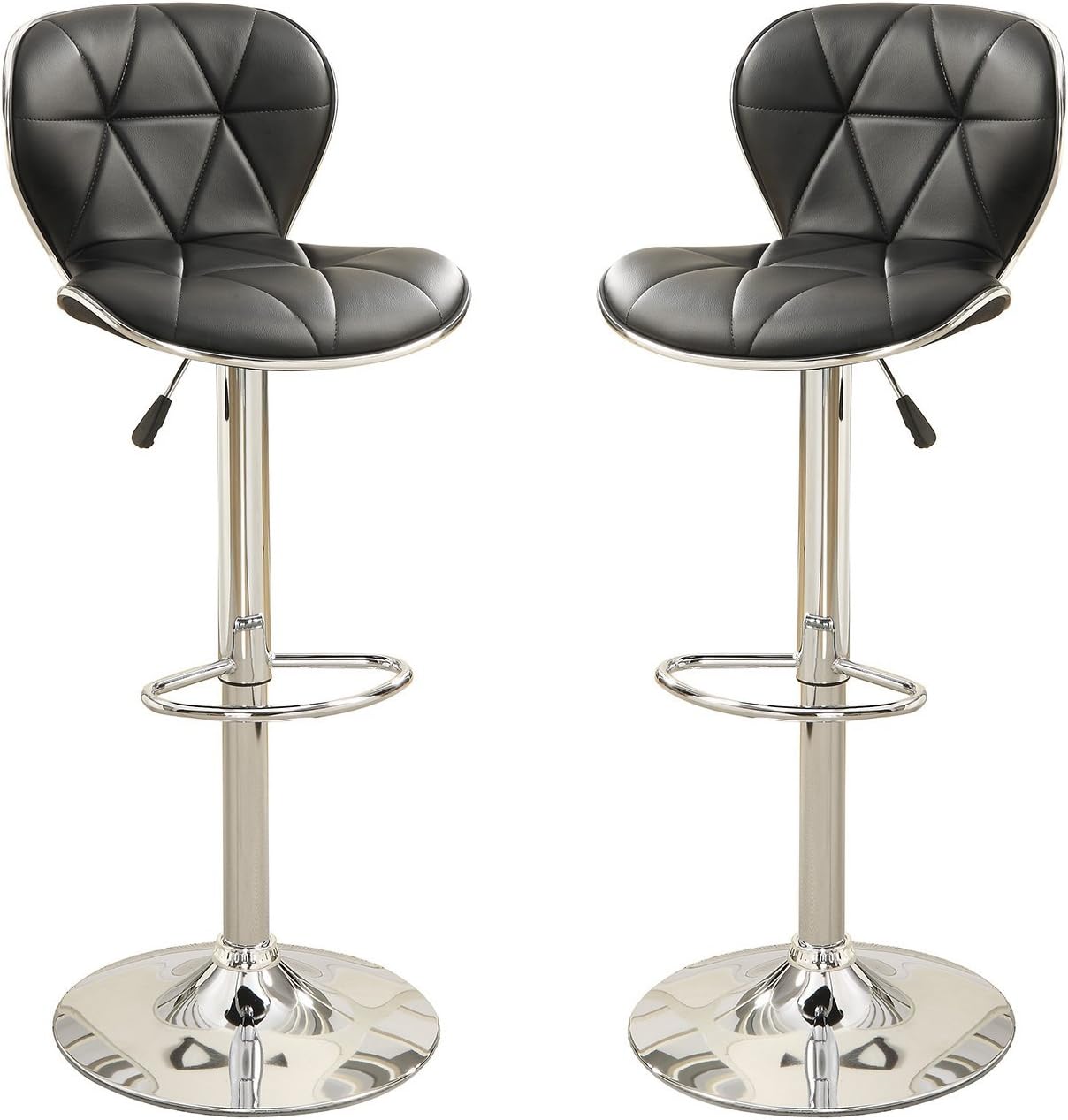 Poundex Bobkona Riggan Set of Two Adjustable PU bar Stool in Black