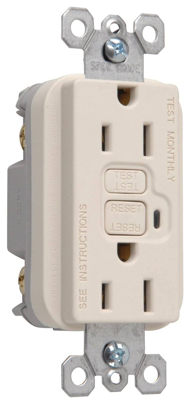 Pass u0026 Seymour 1595LACC10 GFCI Receptacle 15-Amp/125-Volt 20A Feed Thru Light, Almond