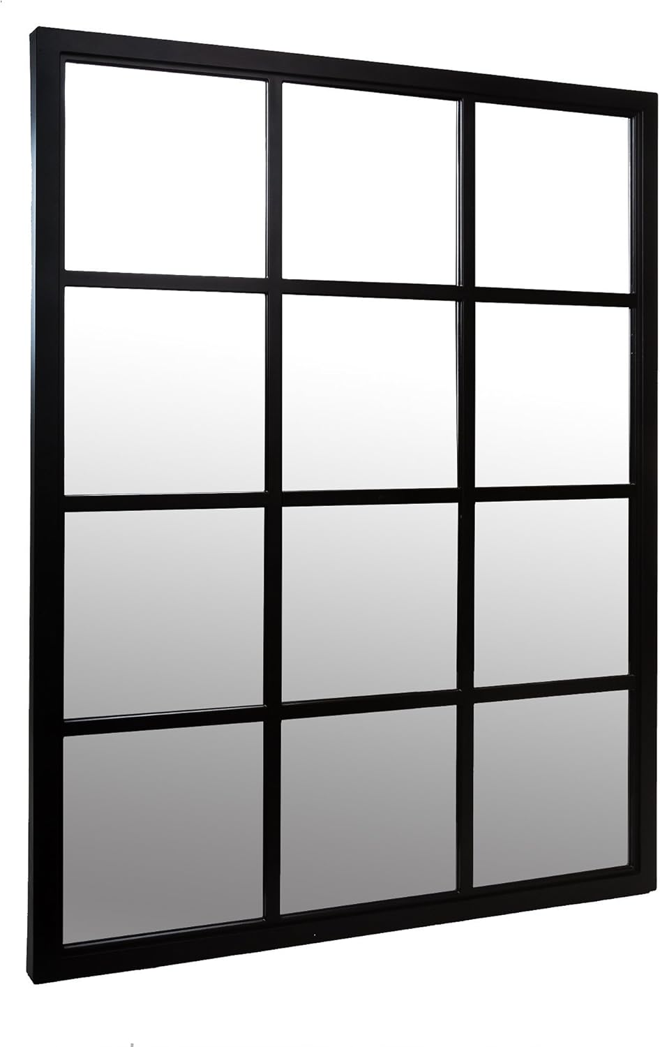 Patton Wall Decor 23x30 Classic Black Windowpane Mirror