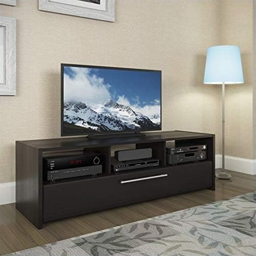 Atlin Designs TV Component Bench in Wood Grain Black