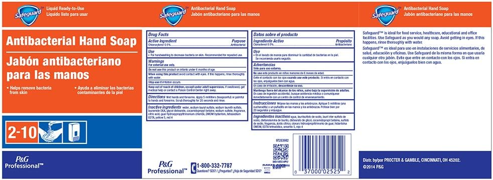 Antibacterial Hand Soap from Safeguard Professional, Bulk Liquid Hand Soap Refill, 1 Gal. (Case of 2) Pack of 2