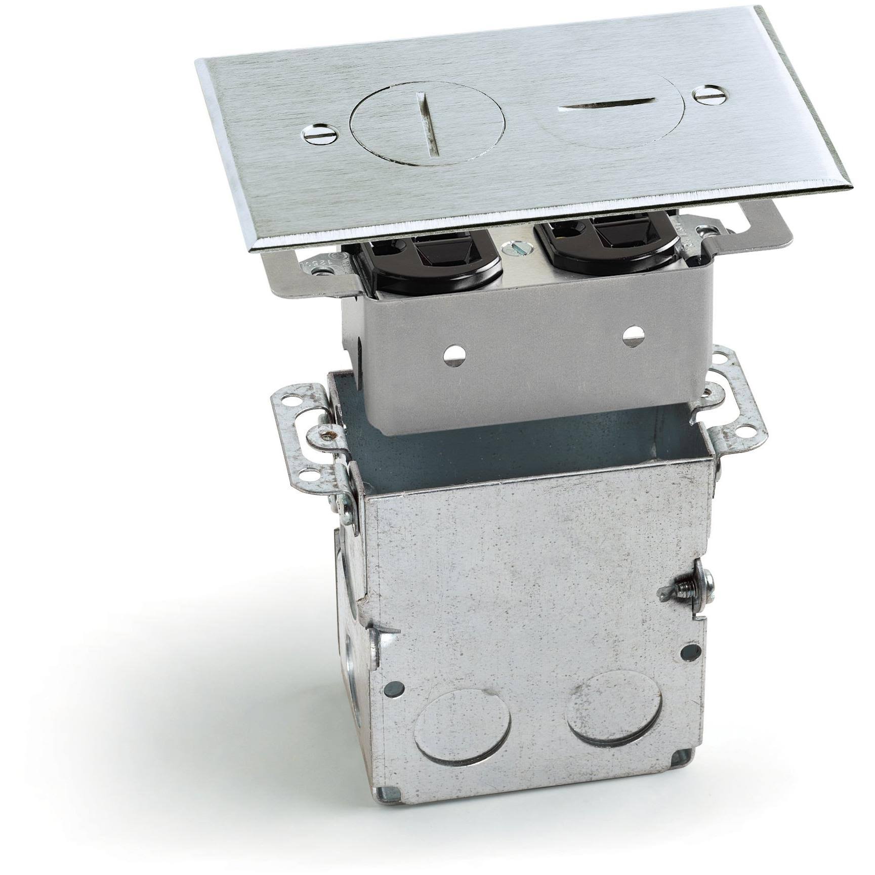 Lew Electric SWB-2-A Floor Box Recessed 15A TR Duplex Receptacle Aluminum