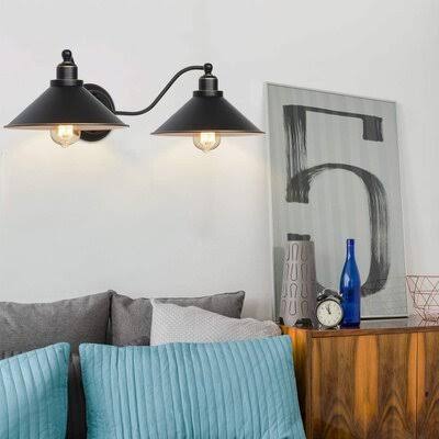 Konieczny 2-Light Black Vanity Light Breakwater Bay