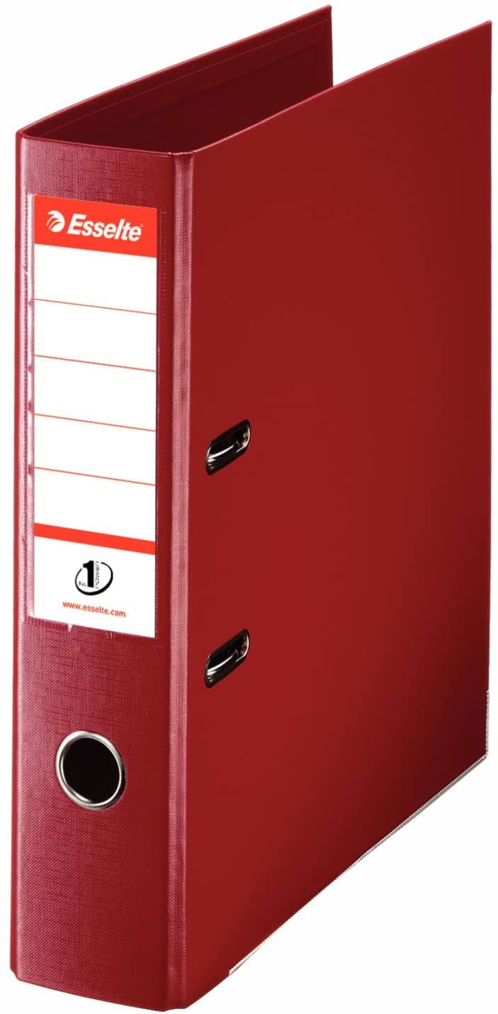 Esselte A4 Lever Arch File, Burgundy, 72mm Spine, Plastic, Pack of 10, 811510