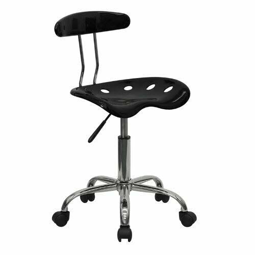 Flash Furniture Vibrant Black and Chrome Swivel Task Chair with Tractor Seat