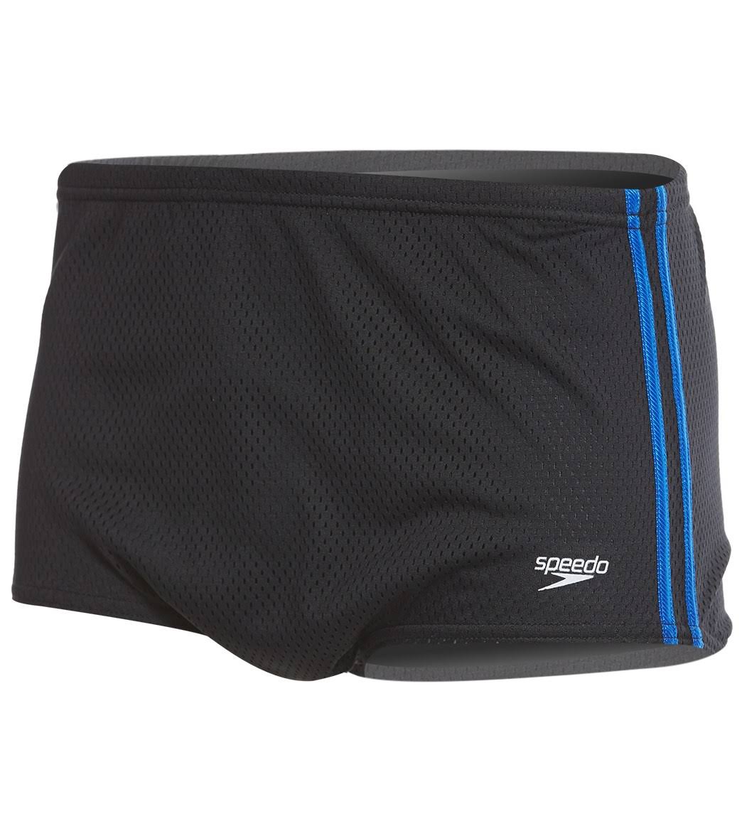 Speedo Poly Mesh Square Leg Black/Blue 40