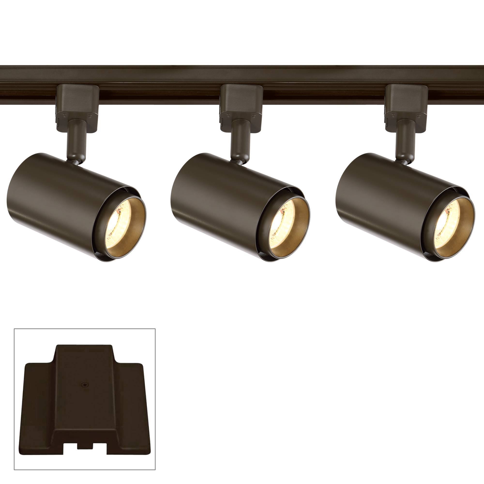 Pro Track 3-Light Bronze Cylinder 10W LED Floating Canopy Track Kit