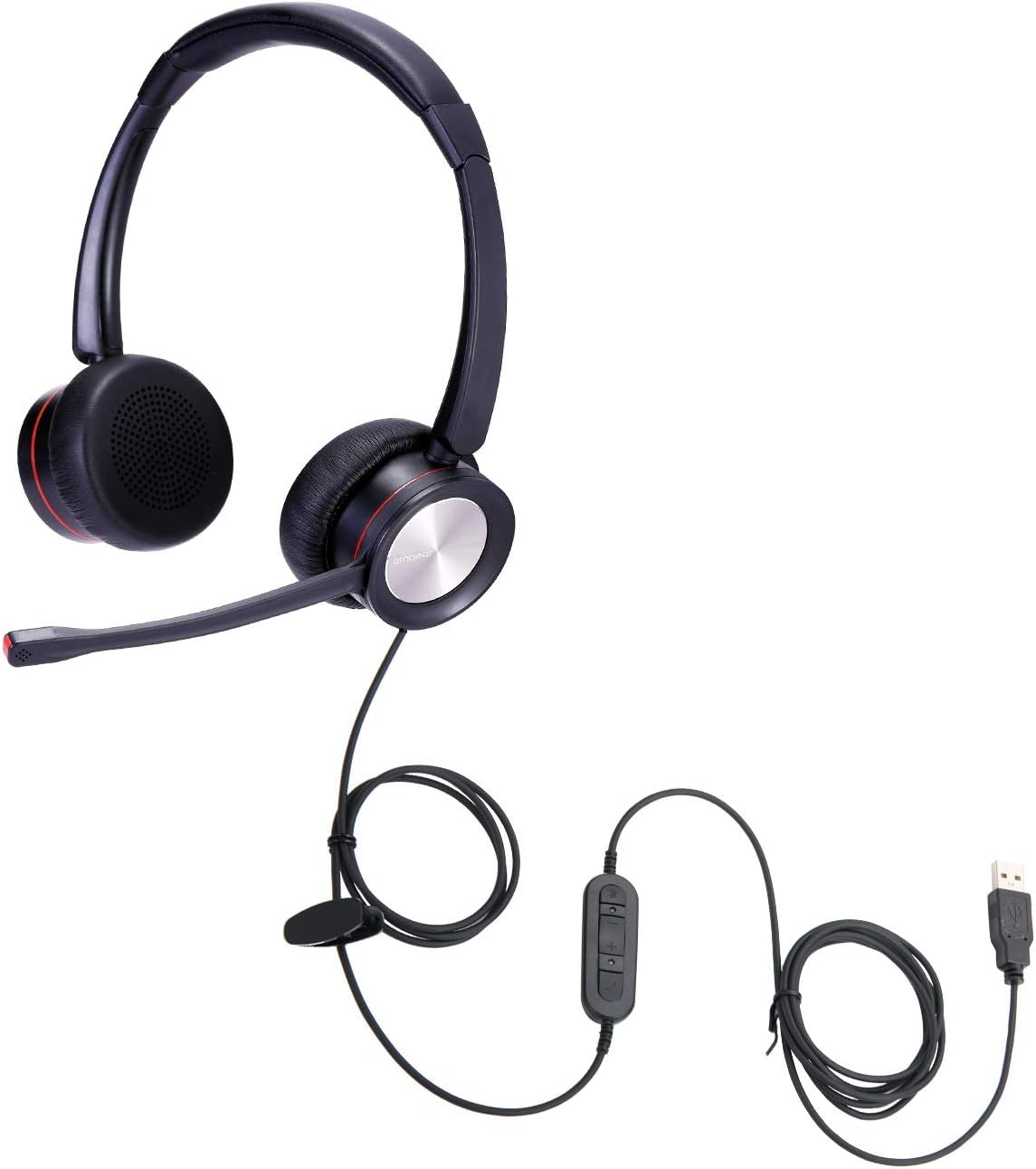 Emaiker USB Headset with Noise Cancelling Microphone,Lightweight Laptop Headphones with Mic for Dragon Dictation Call Center Telework Skype Webinar Zoom Teams Jabber Pack of 2