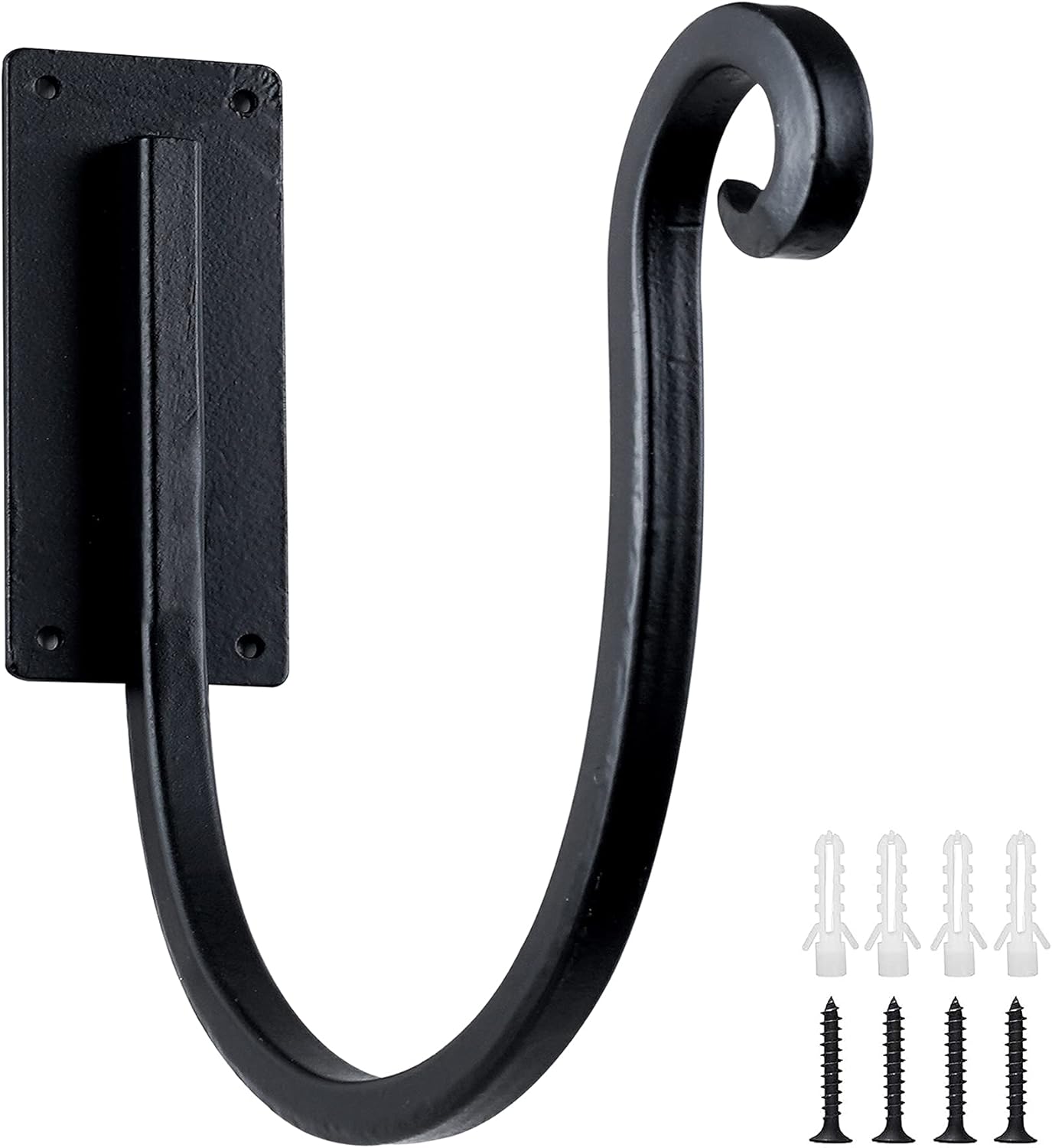 Hose Holder Wall Mount （Metal/8-Inch） Heavy-Duty Garden Hose Hanger Outdoor, Hand-Forged Hose Rack Mount