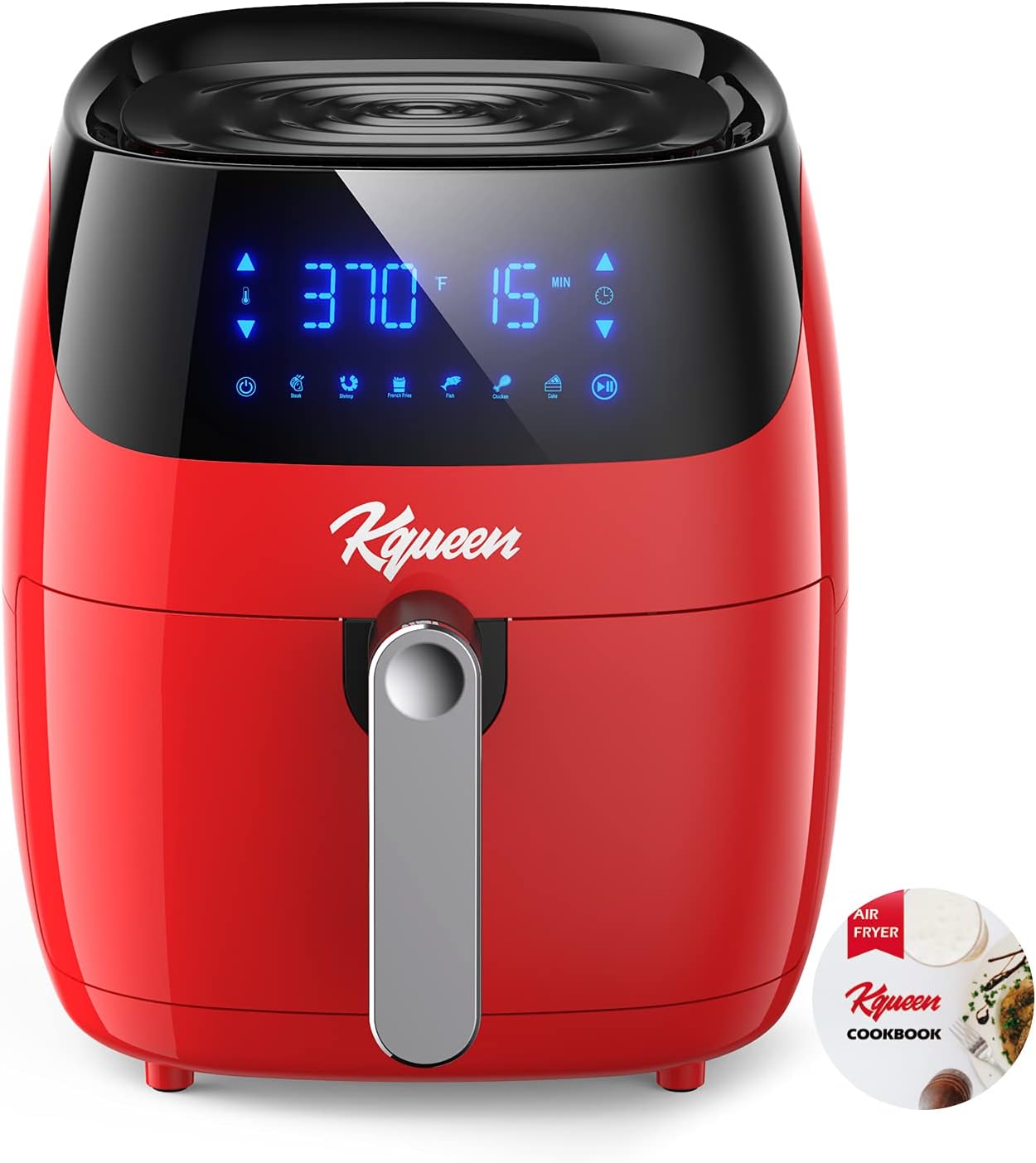 Air Fryer 4.7 Quart Oven Digital 80 Recipe 1400W UL Red Pack of 2