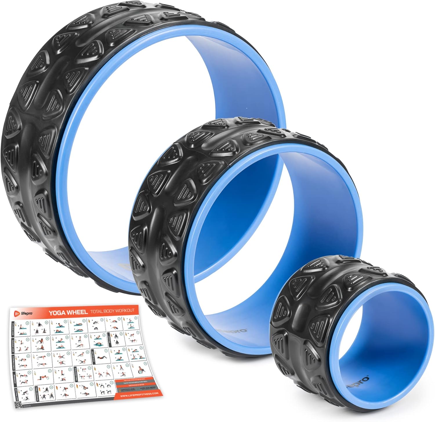 LifePro Yoga Wheel Back Roller for Back Pain - Back Tension Release, Shoulder Relief, Neck Relief - Back Arch Stretcher, Back Alignment Wheel - Yoga Support, Pilates Wheel, Yoga Roller Pack of 2