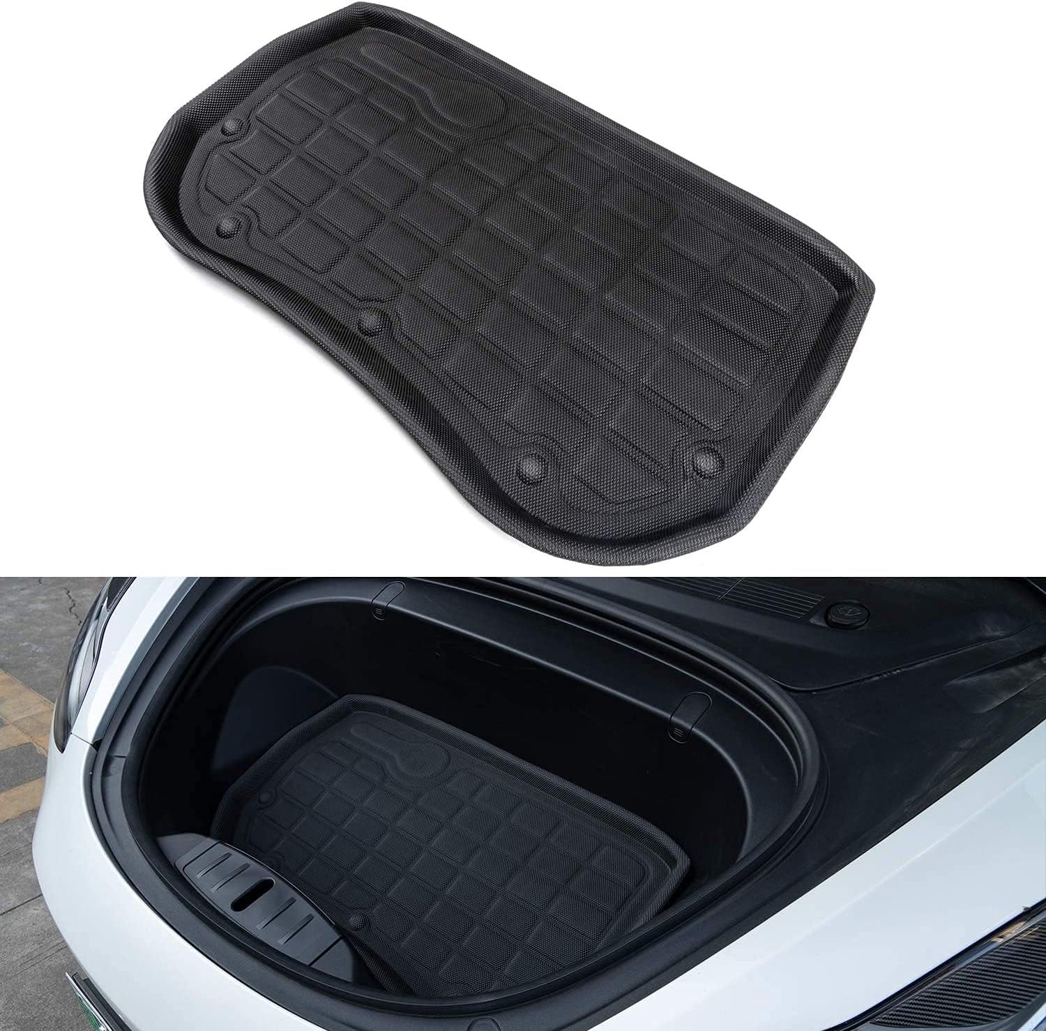 SPEEDPARK Cargo Liner for 2021 Tesla Model 3 Trunk Liner 3D Upgrade Anti-Slip Durable Odorless Rear Trunk Floor Mat Pack of 2