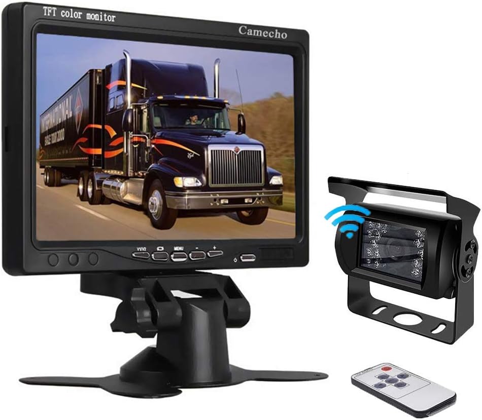 Camecho RC 9V - 35V Car Vehicle Rear View Wireless IR Night Vision Backup Camera Waterproof Kit + 7