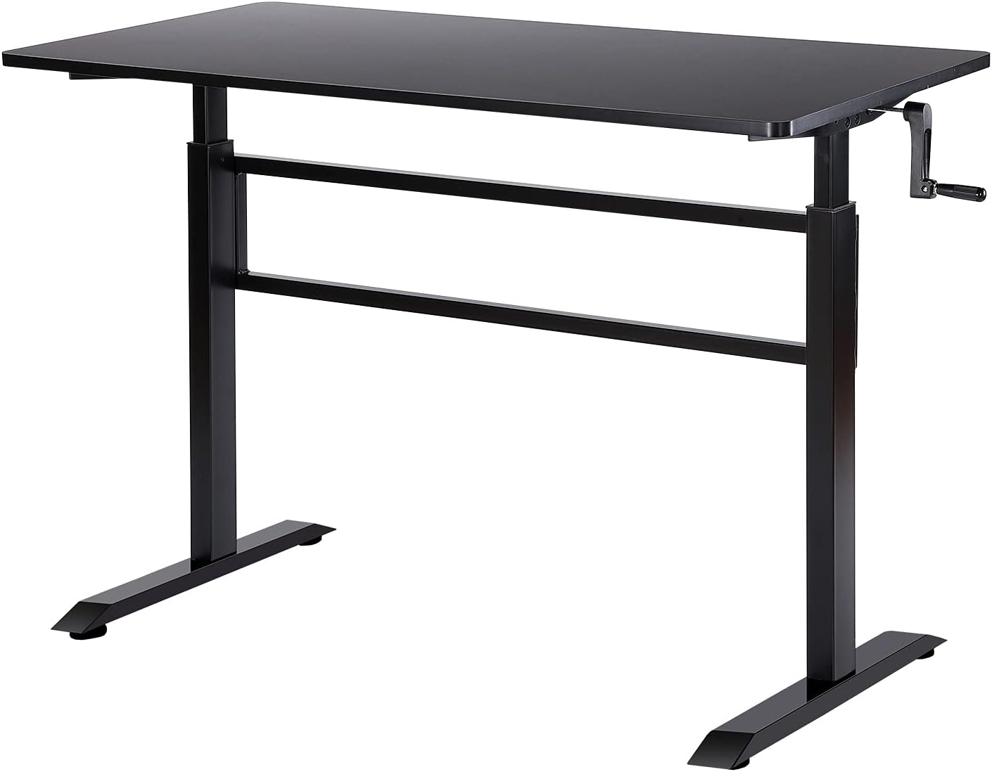 UNICOO - Crank Adjustable Height Standing Desk, Adjustable Sit to Stand up Desk,Home Office Computer Table, Height Adjustable Writing Desk, Study Table (Teak Top/Black Legs - SYK01)