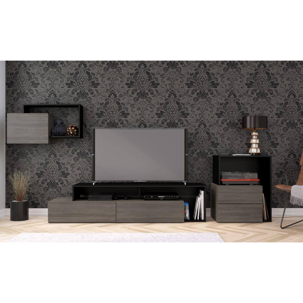 Nexera 112645 Damask Wall Shelf, Bark Grey/Black
