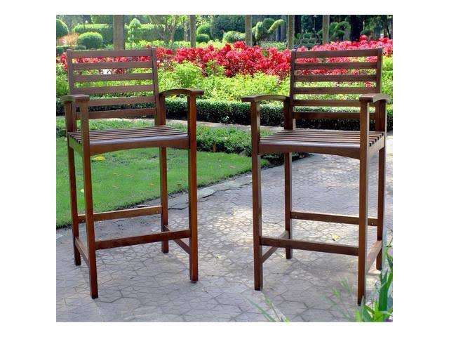 International Caravan Highland Acacia Maine Bar Stool (Set of 2), Brown