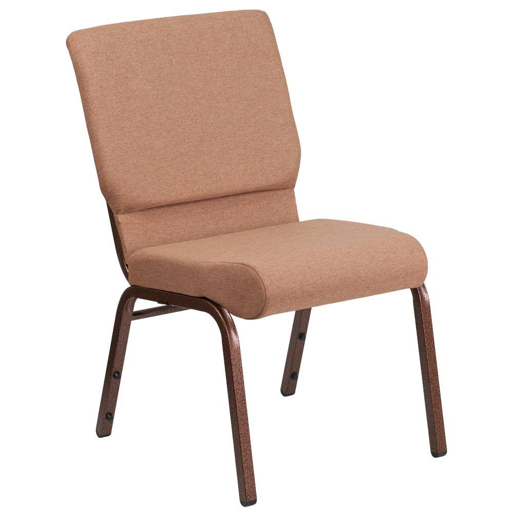 18.5&&w Stacking Church Chair in Caramel Fabric - Copper Vein Frame