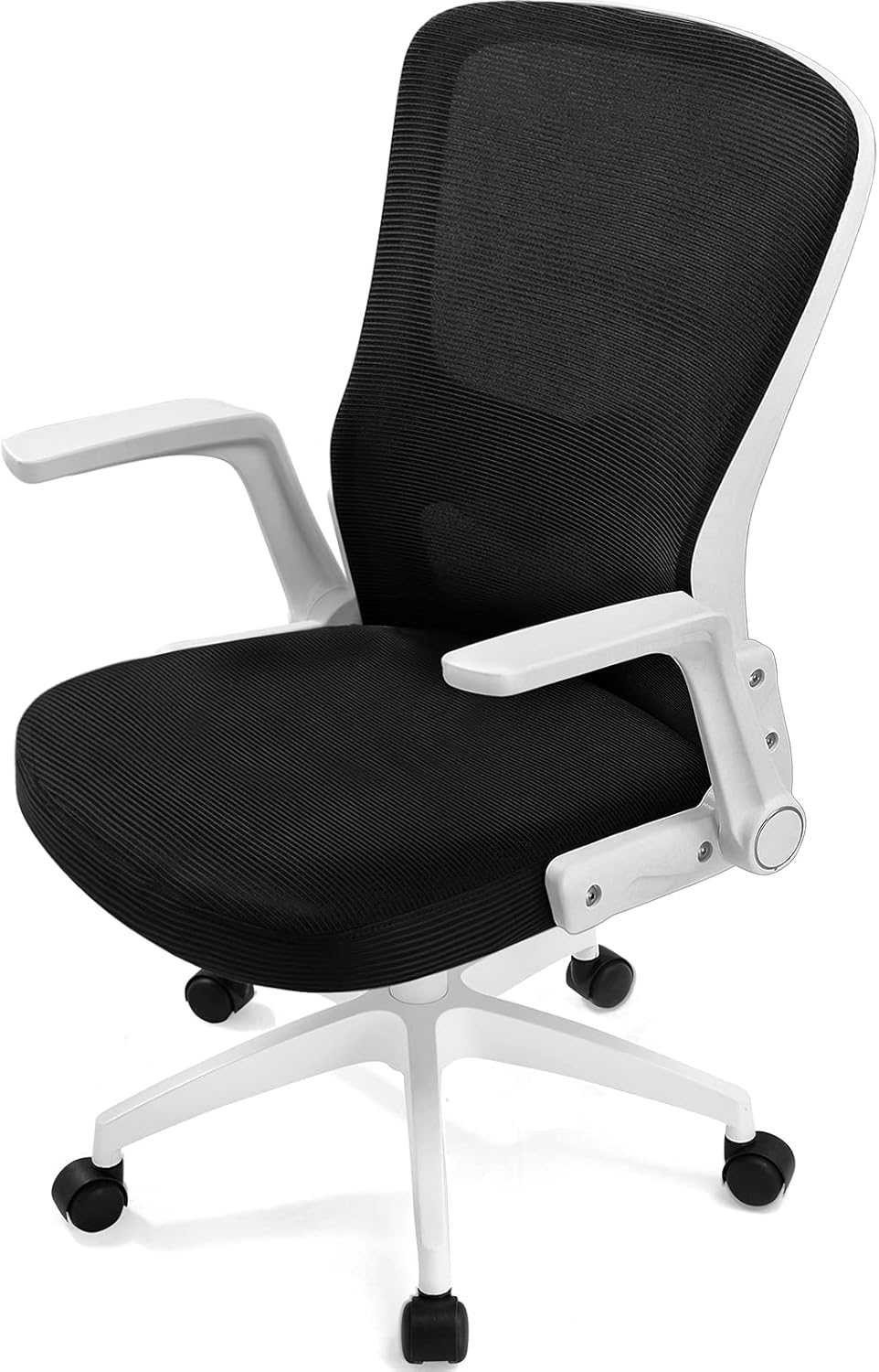 COMHOMA Ergonomic Office Chair Desk Chair Swivel Mid Back Modern Comfortable Computer Task Mesh Office Chairs with Adjustable Arms and Lumbar Support,White