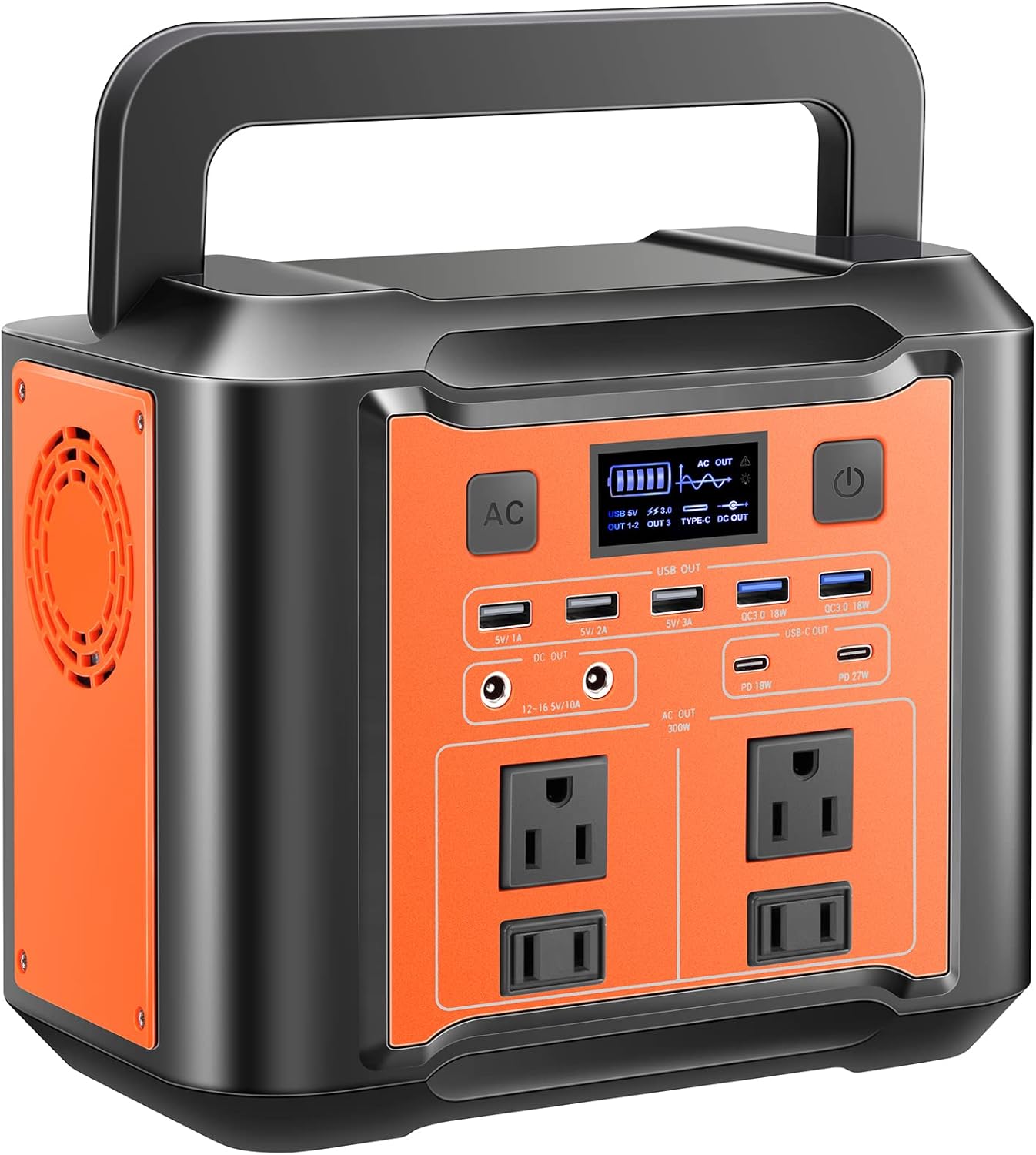 TZONOO 300W Portable Power Station,296Wh/80000mAh Solar Generator with PD USB-C Ports,110V Pure Sine Wave AC Outlet, CPAP Backup Lithium Battery with LED light for Camping, Emergency Power Supply