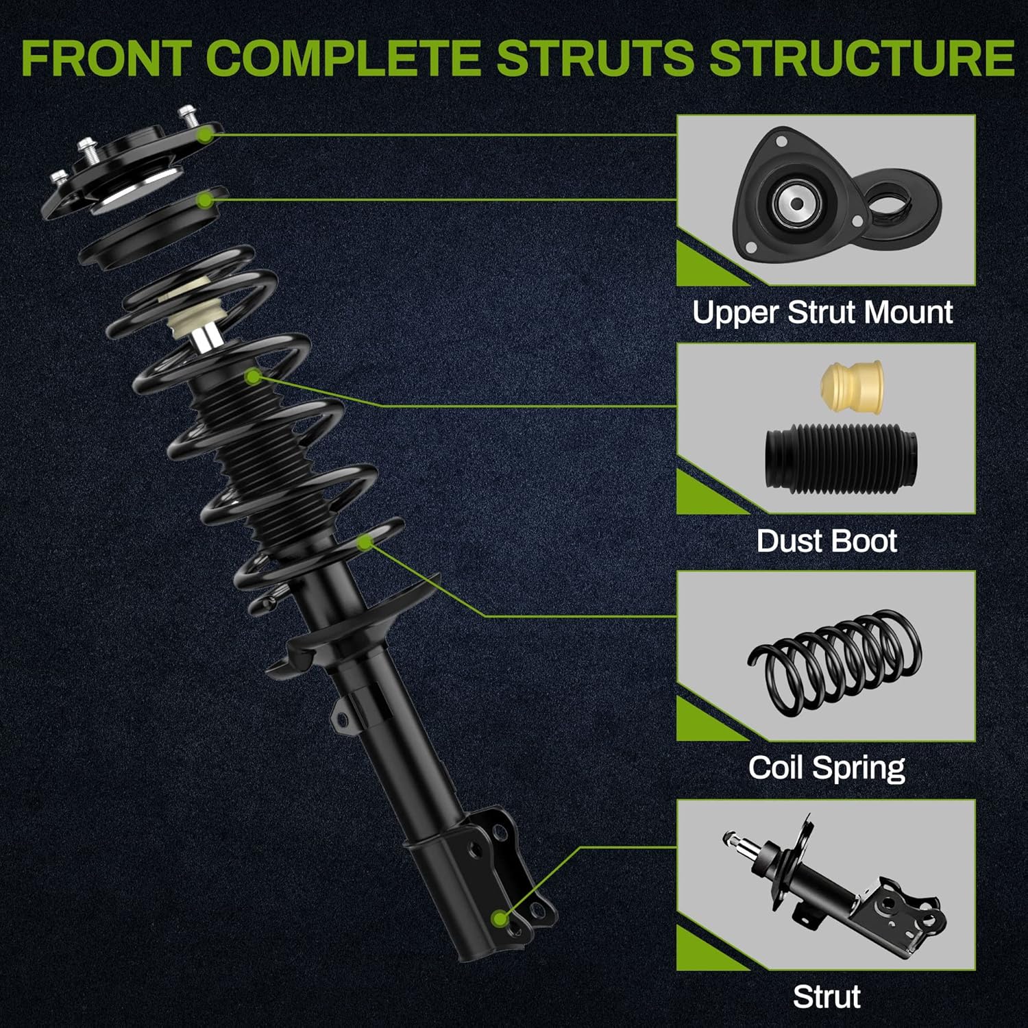 AUTOSAVER88 Front Complete Strut Compatible with 2003-2008 Pontiac Vibe, 2003-2008 Matrix, Quick Strut Shock Absorber Assembly 172117 172116