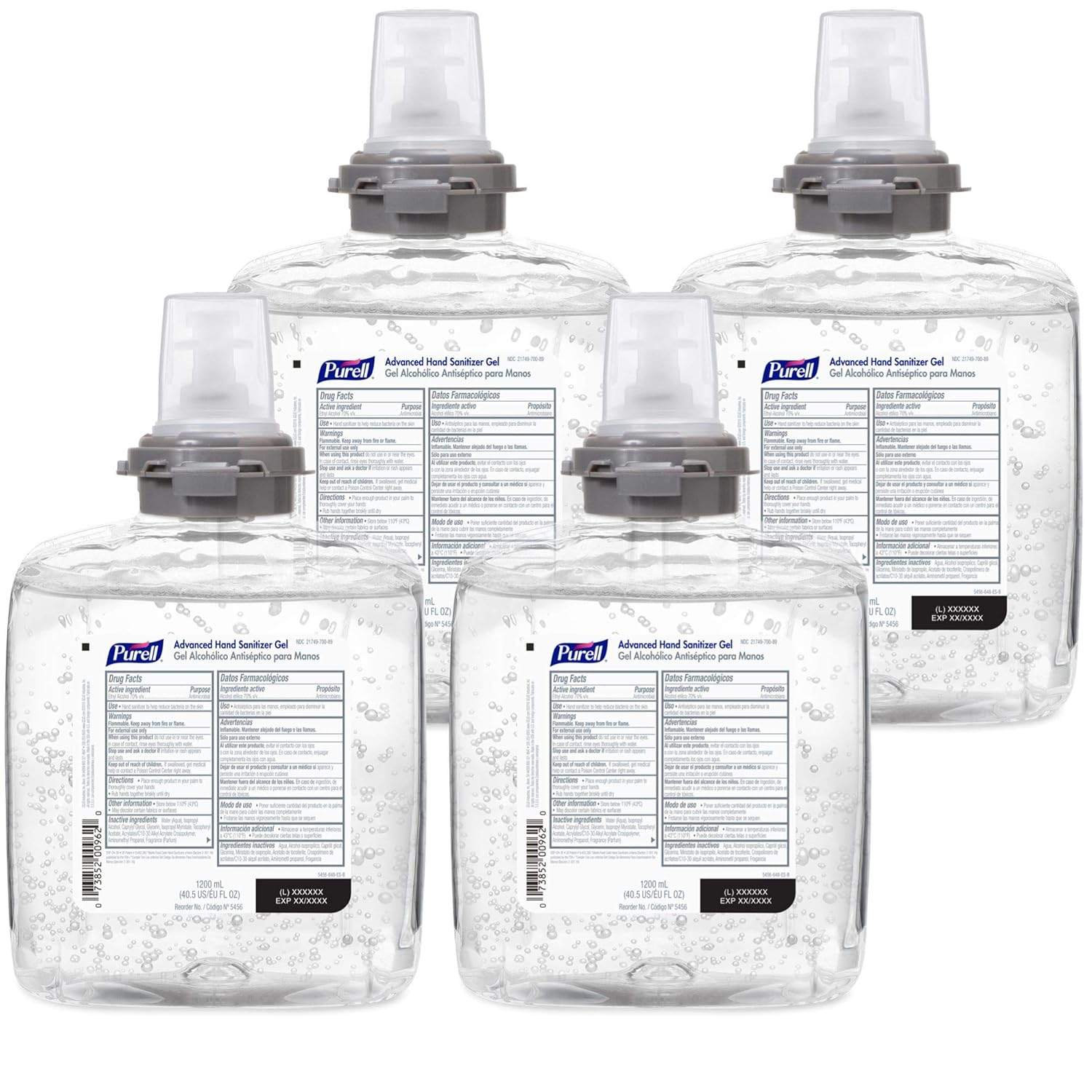 PURELL Advanced Hand Sanitizer Gel, 1200 mL Sanitizer Refill for PURELL TFX Touch-Free Dispenser (Pack of 4) - 5456-04 Pack of 2