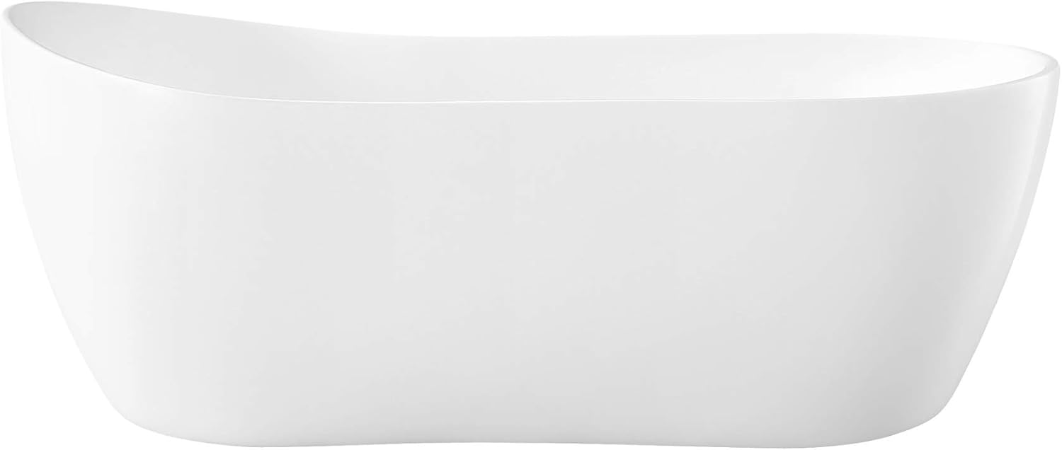 Ove Decors Seamless Acrylic Freestanding Soaking Tub with Overflow and Drain, 59 inches, Draco 59 White